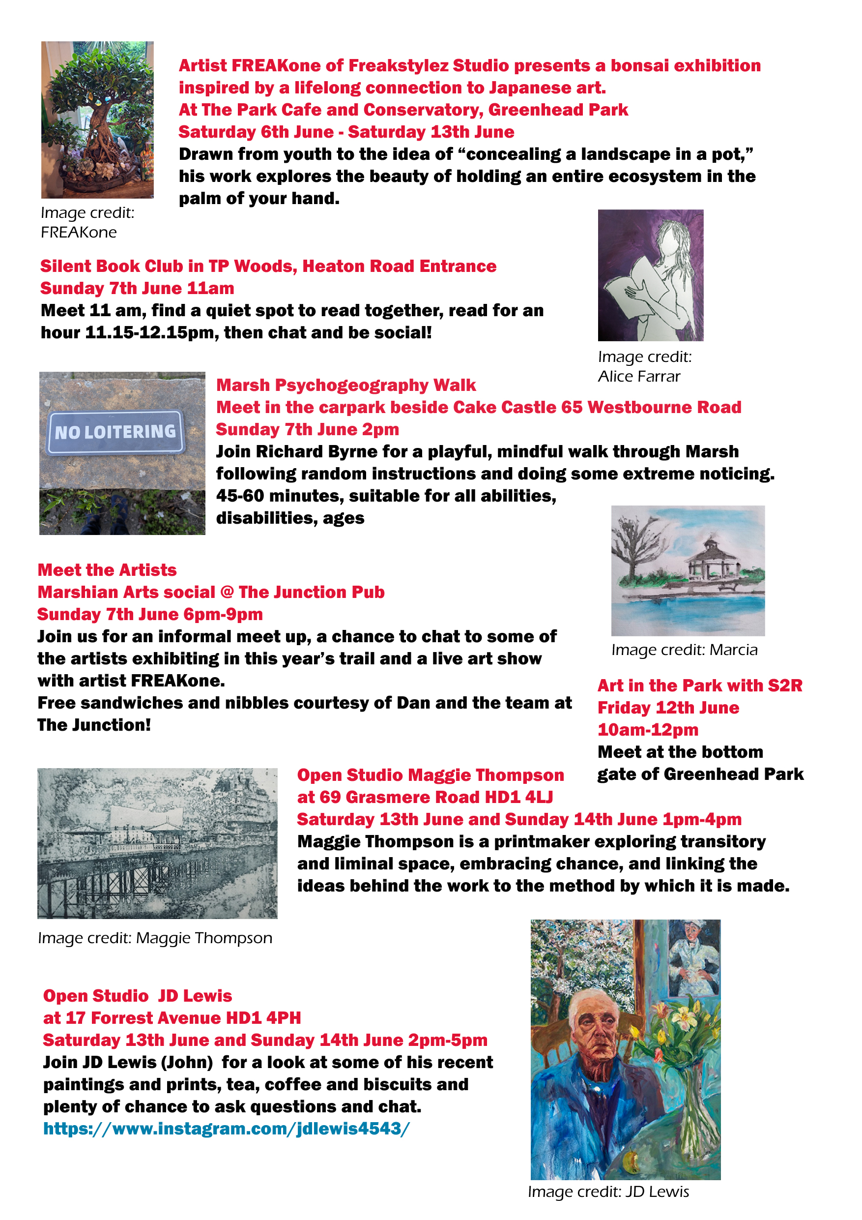 2026 Marshian Arts Trail Programme Satellite Events (Saturday 6th June to Sunday 14th June)