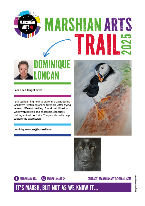 Dominique Loncan's art on the Marshian Arts Trail 2025